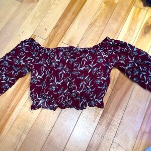 Red t-shirt with flowers